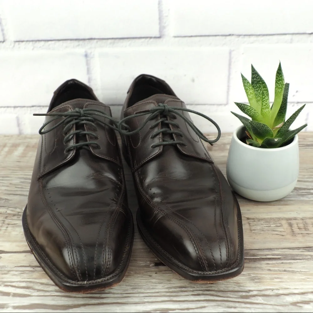 Ecco mens sz 44 black lace-up dress shoe